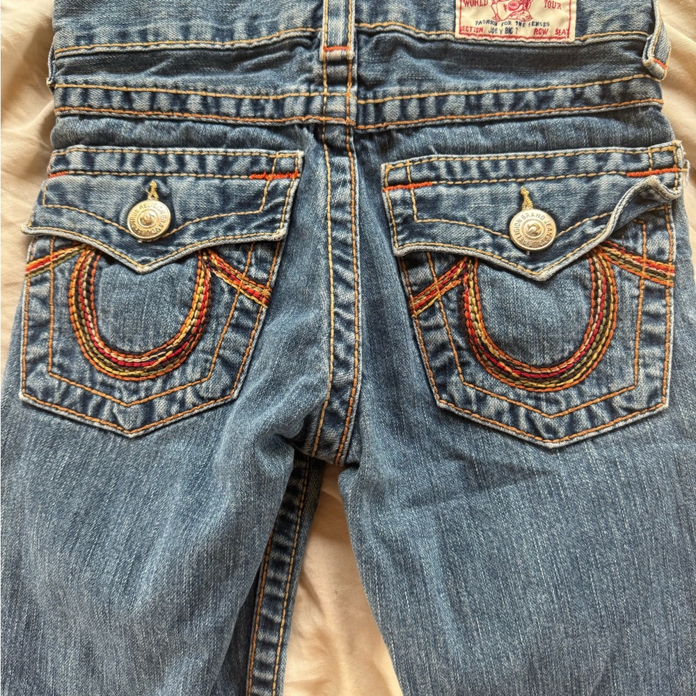 True Religion Blue Jeans with Colorful Stitching